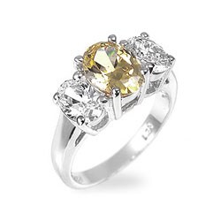 Kate Bisset SterlingSilver Oval-cut Yellow CZ Ring