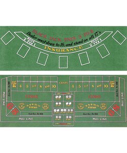 2-sided Craps and Blackjack Felt Layout