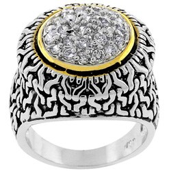 Two-tone Designer-inspired Cubic Zirconia Ring