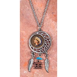 American Coin Treasures Colorized Indian Head Penny Dream Catcher Necklace