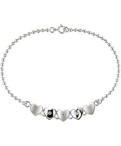 Sterling Silver Diamond Heart Bracelet