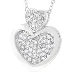 Sterling Silver Triple Heart CZ Necklace