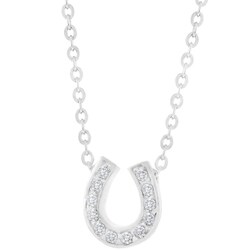 Michele Mies Sterling Silver Cubic Zirconia Horseshoe Necklace