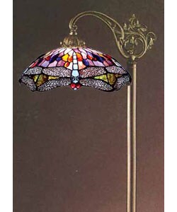 Tiffany-style Stained Glass Floor Bridge Lamp