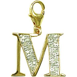 14k Gold 1/10ct TDW Diamond Letter 'M' Charm