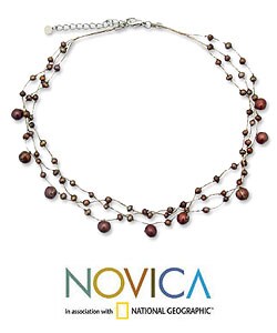 'Cinnamon Glow' Pearl Choker Necklace (Thailand)