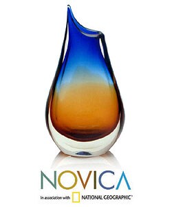 'Rainbow Volcano' Murano Handblown Vase (Brazil)