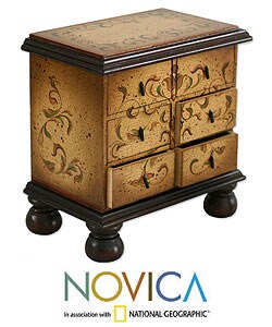 'Falling Leaves' Jewelry Box with Drawers (Peru)