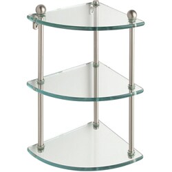 Triple-tier Tempered Glass Corner Bathroom Shelf