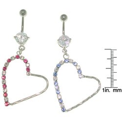 Sparkling CZ Large Heart 14-gauge Belly Ring