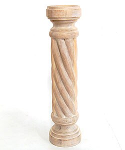 Large Wood Swirls White Finish Candle Holder