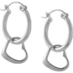 Sterling Silver Hoop Earrings with Dangling Hearts