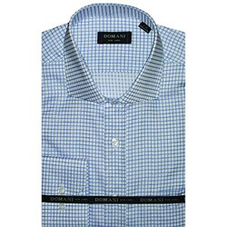 Domani Blue Label Men's Blue Check Dress Shirt