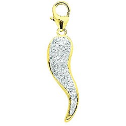 14k Gold 1/10ct TDW Diamond Italian Horn Charm