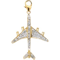 14k Yellow Gold 1/10ct TDW Diamond Airplane Charm