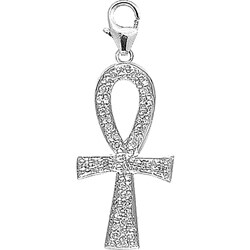 14k White Gold 1/10ct TDW Diamond Ankh Charm