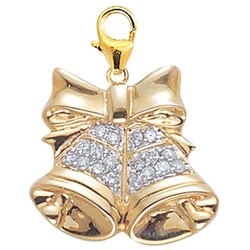 14k Yellow Gold 1/10ct TDW Diamond Bells Charm