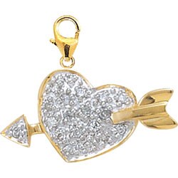 14k Yellow Gold 1/10ct TDW Diamond Heart Charm
