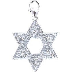 14k Gold 1/10ct TDW Diamond Star of David Charm