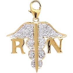 14k Yellow Gold 1/10ct TDW Diamond RN Charm (H-I-J, I2)
