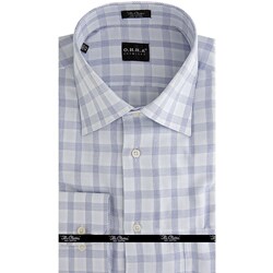 O.H.H.A. Men's White/ Blue Check Dress Shirt