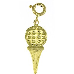 14k Yellow Gold Golf Ball on Tee Charm