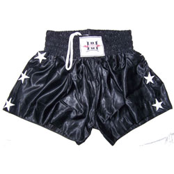 Muay Thai Men's Kickboxing Black Satin Shorts