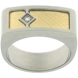 Diamante di Uomo Steel and 18k Gold Diamond Ring