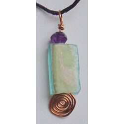 Recycled Roman Glass and Copper Necklace (Israel)