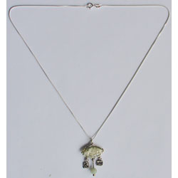 Sterling Ellipse Roman Glass and Dangles Necklace (Israel)