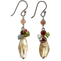 Sterling Silver Gemstone and FW Pearl Earrings (4 mm)
