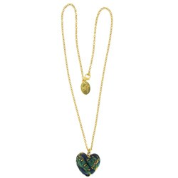 Goldtone Blue Venetiarum Glass Heart Necklace