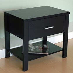 One-drawer Black Nightstand