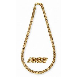 14k Yellow Gold Overlay 30-inch Byzantine Chain