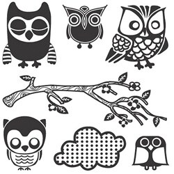 Clear Owl Stamps (Set of 7)