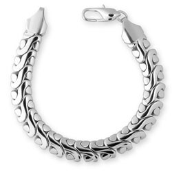 14k White Gold Overlay Fancy S Bracelet