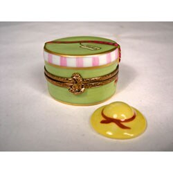 Limoges Hand-painted Hat Box and Hat Keepsake