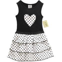 JoJo Girl's Black/ White Polka Dot Ruffle Dress
