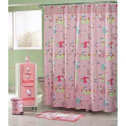 Hello Kitty Mod Shopper Pink Fabric Shower Curtain