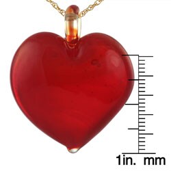 Murano Glass Red Puffy Heart Necklace