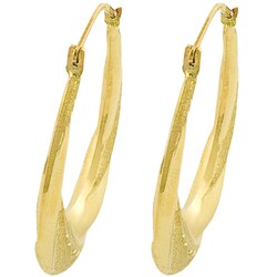 14k Yellow Gold Oval Hoop Swirl Earrings