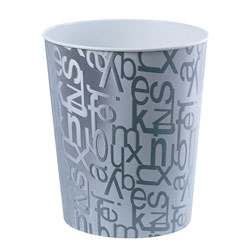 Large 3D Silver Alphabet Holographic Wastebasket