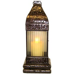 Square Clear Strip Glass Lantern (Set of 4)