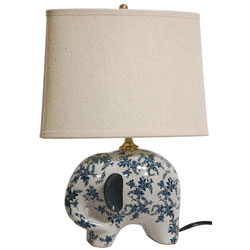 15-inch Blue and White Elephant Lamp (China)