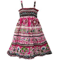 AnnLoren Girls Boutique Smocked Pink Floral Dress