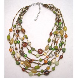 Handmade Glass and Agate Summer Meadow Necklace (India)