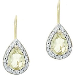 Glitzy Rocks 18k Gold/ Silver Diamond-accented Lime Quartz Earrings