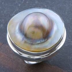 Sterling Silver Big Blister Pearl Ring (Indonesia)