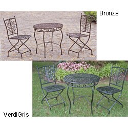 Iron Bistro 3-piece Table and Folding Chair Set