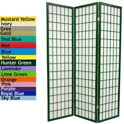 Wood and Rice Paper 6-foot 3-panel Windowpane Room Divider (China)